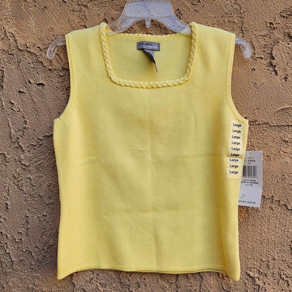 Designers Originals Yellow Braded Neckline Ribbed Tank Top - Picture 1 of 1